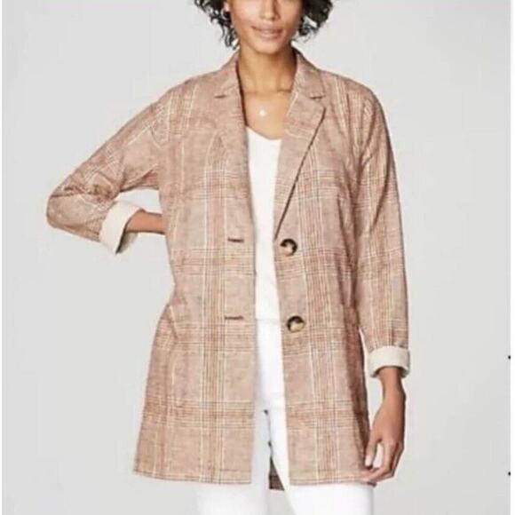 J. JIll Harper Lagenlook Linen Blend Unstructured Blazer Womens Size Large